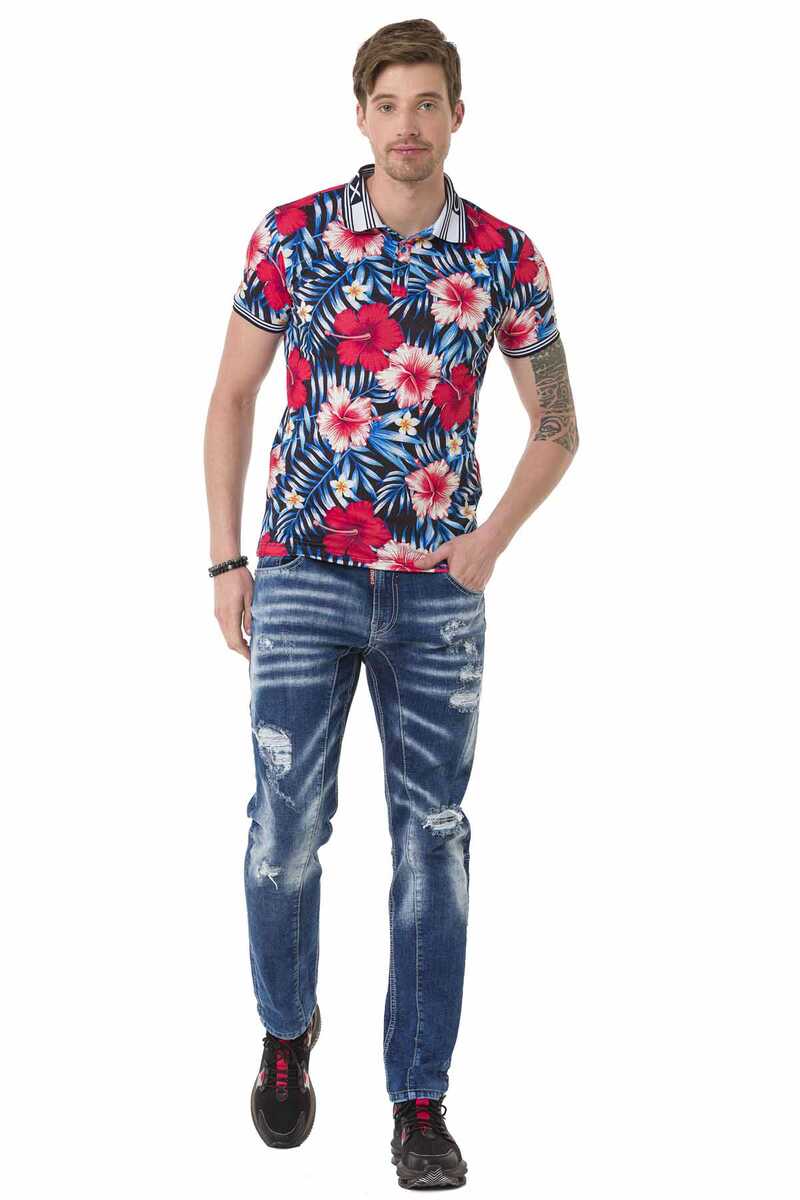 CD781 Men's Straight-Jeans in a fashionable destroyed look