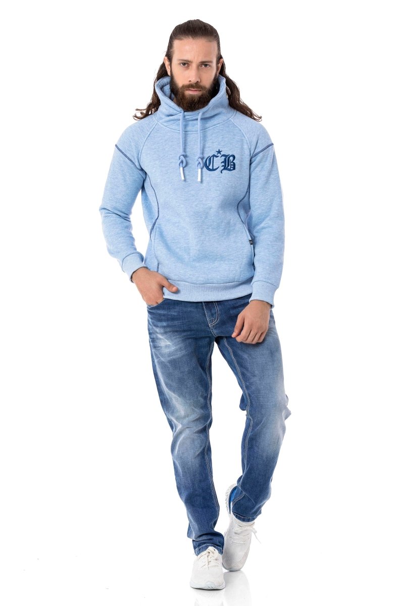 CD796 Pantalones de jeans delgados de los hombres  en el look casual con costuras sutiles gruesas