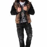 CD798 Men's jeans leisure trousers in biker style with synthetic leather elements
