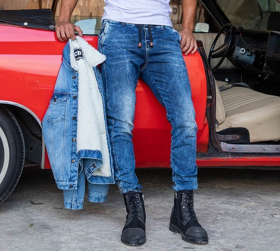 CD807 Heren Jeans mit Elastische Basic Look