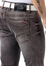CD811 Men straight jeans with trendy decorative seams