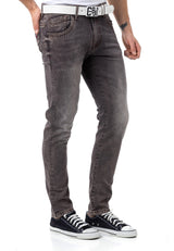 CD811 Men straight jeans with trendy decorative seams