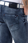 CD811 Men straight jeans with trendy decorative seams