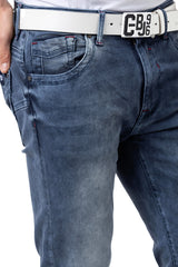 CD811 Men straight jeans with trendy decorative seams