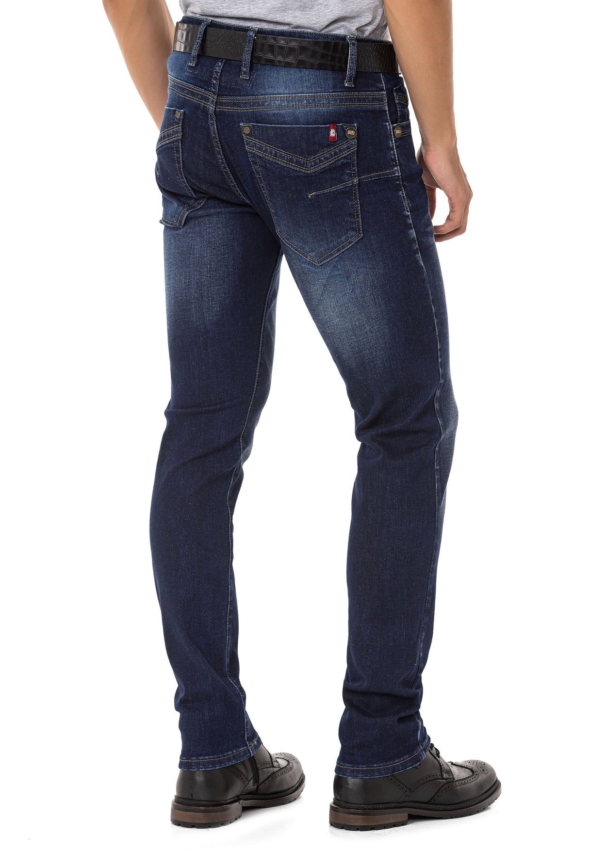 CD811 Men straight jeans with trendy decorative seams