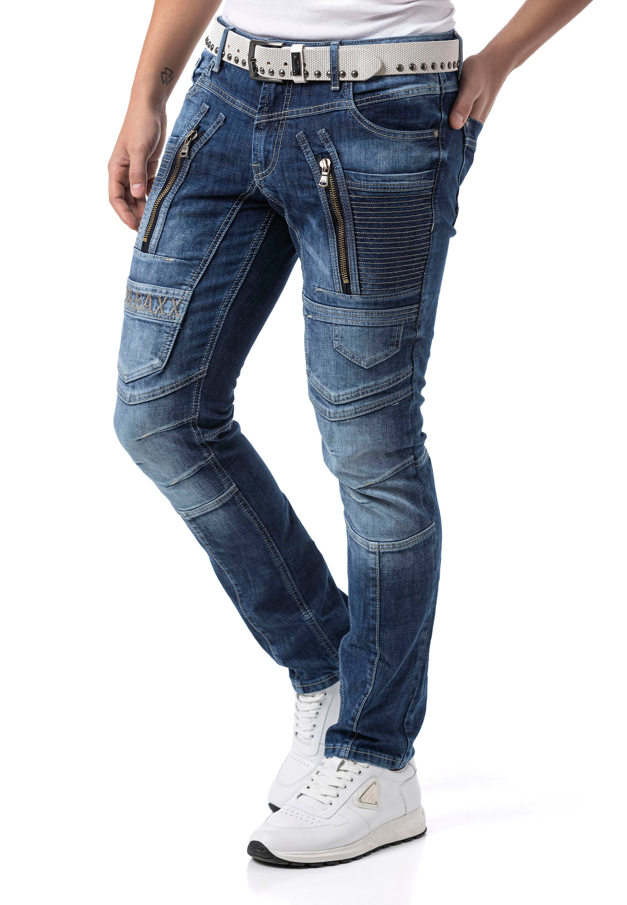 CD844 Straight Fit Jeans mit Reißverschluss
