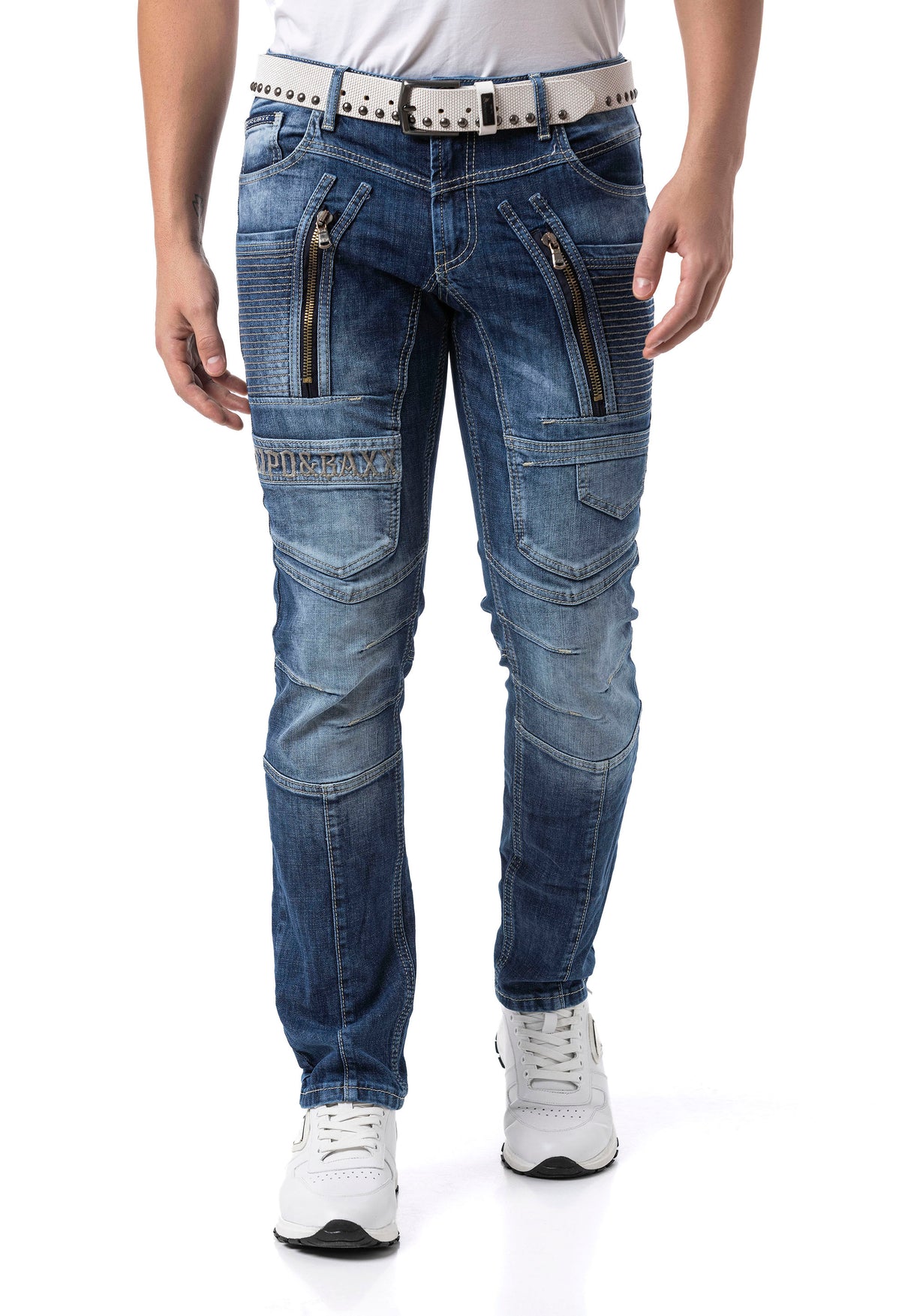 CD844 Straight Fit Jeans mit Reißverschluss