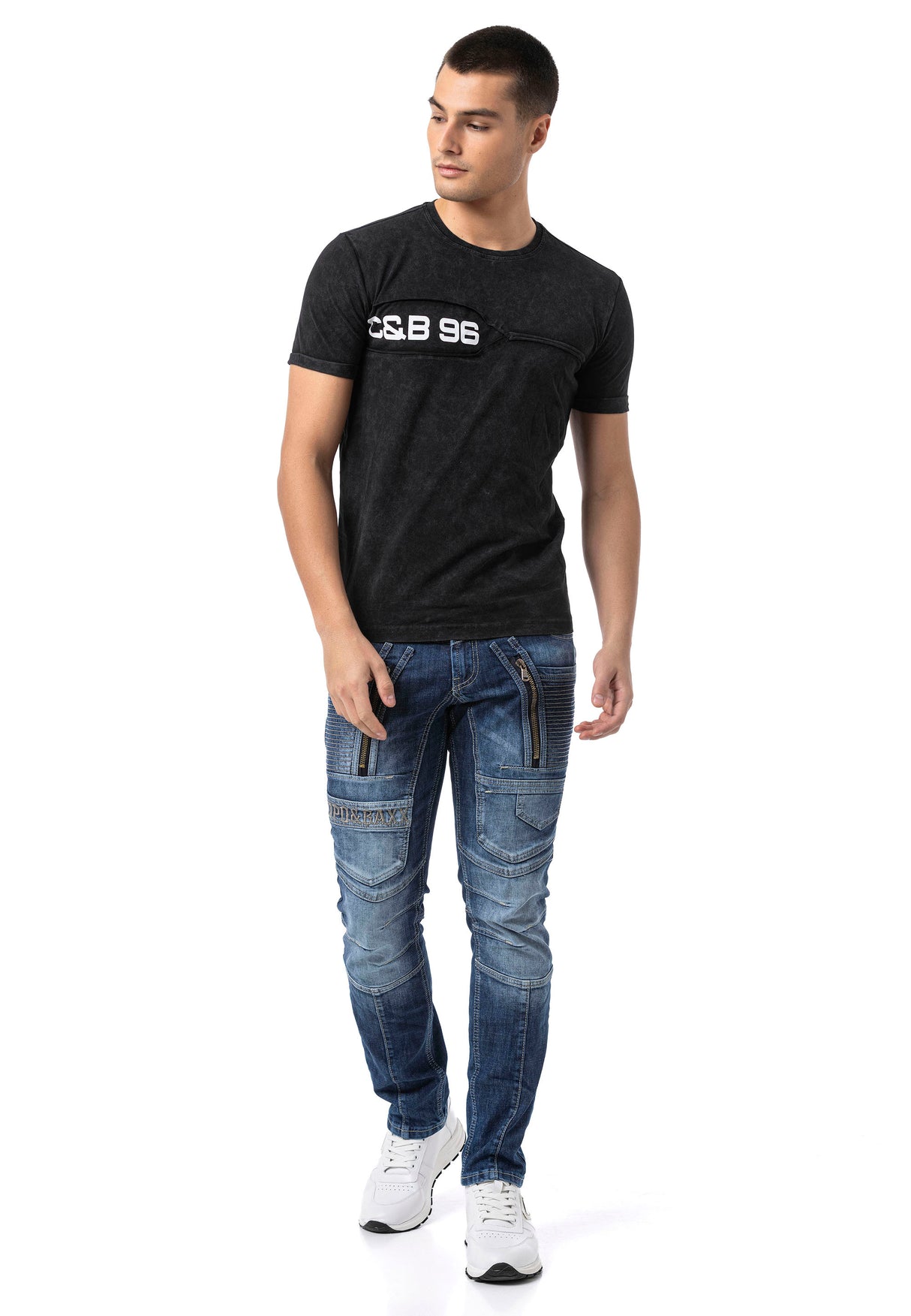 CD844 Straight Fit Jeans mit Reißverschluss