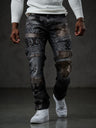 CD859 Jeans Rectos con parches para hombre 