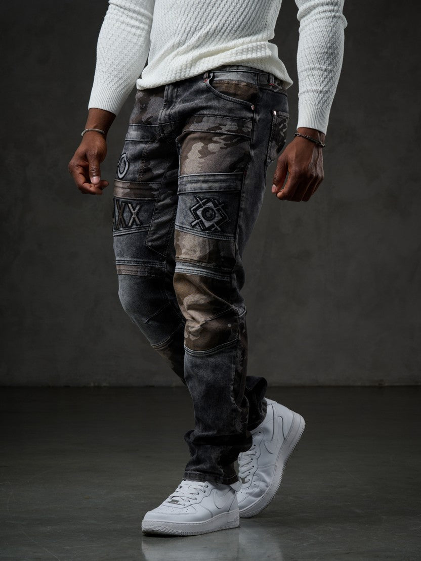 CD859 Jeans Rectos con parches para hombre 