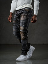 CD859 Jeans Rectos con parches para hombre 