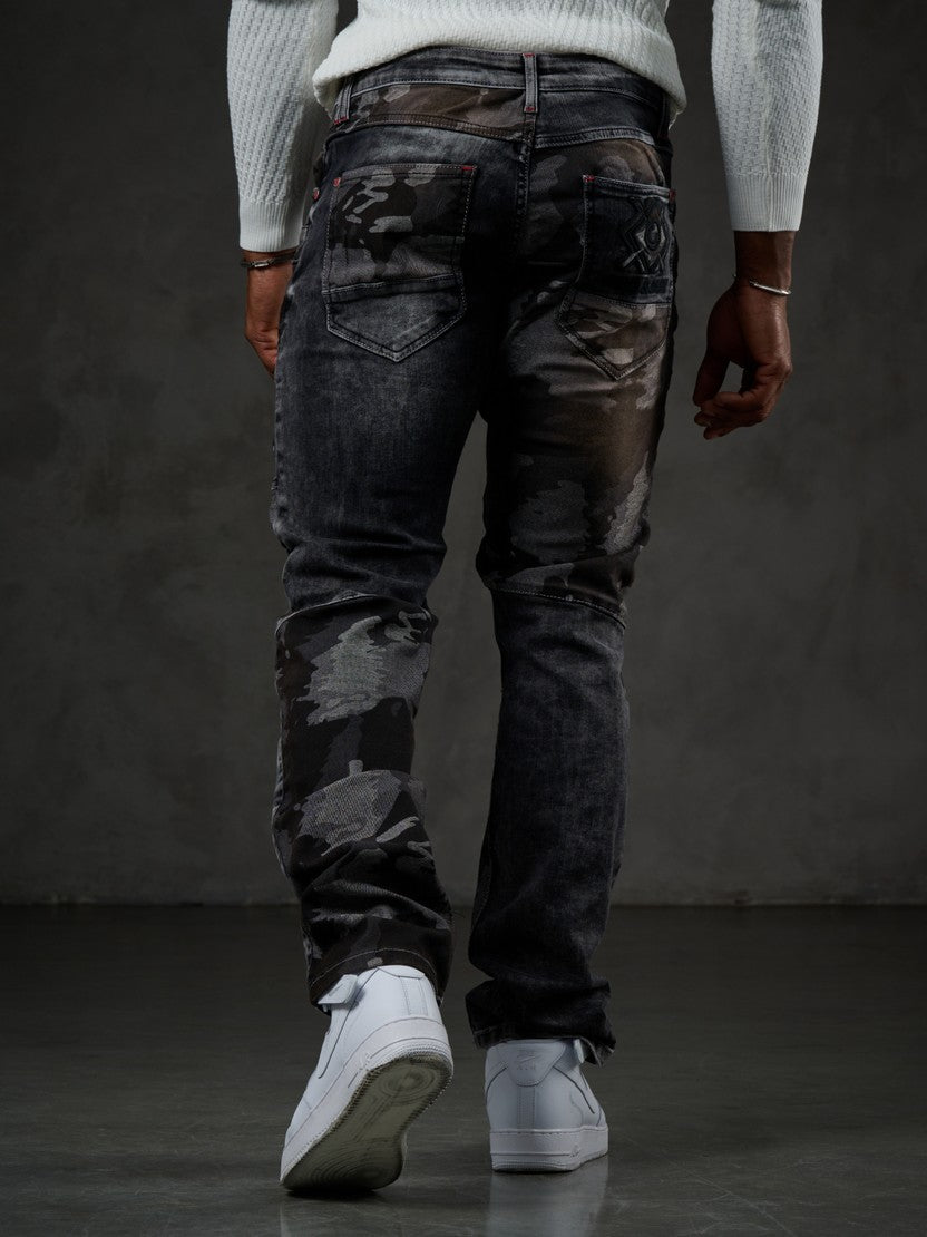 CD859 Jeans Rectos con parches para hombre 