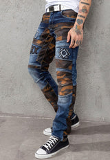 CD859 Jeans Rectos con parches para hombre 