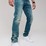 CD860 Herren Jeans – Straight Fit in Blaugrün und Braun