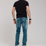 CD860 Herren Jeans – Straight Fit in Blaugrün und Braun