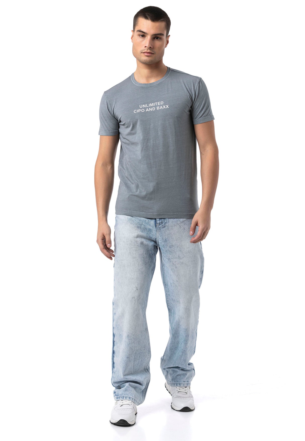 Jeansy CD903 Baggy Fit z zamkiem błyskawicznym