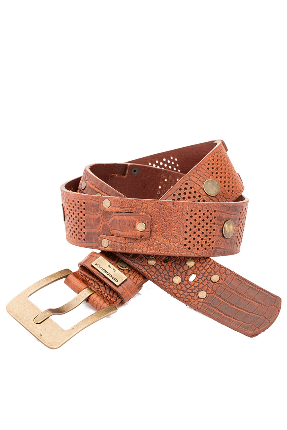 CG158 men's leather belts with cool rivets