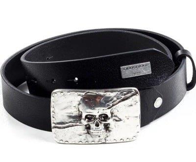 CG170 men's leather belts with a stylish skull motif