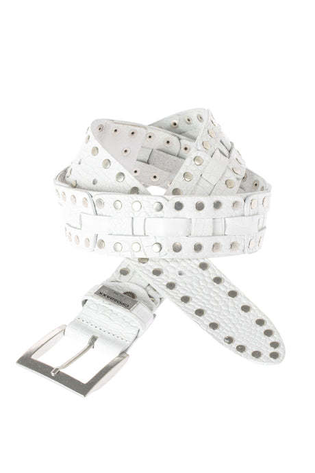 CG175 men's leather belts with embossing and rivets
