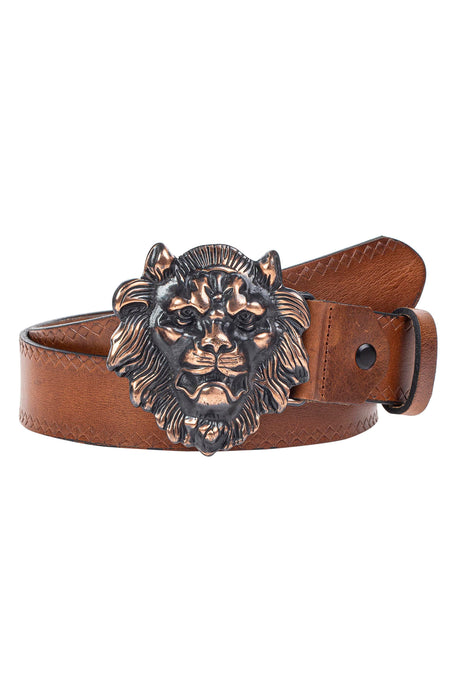CG196 Men's Belt with Eye-Catching Lion Head Buckle