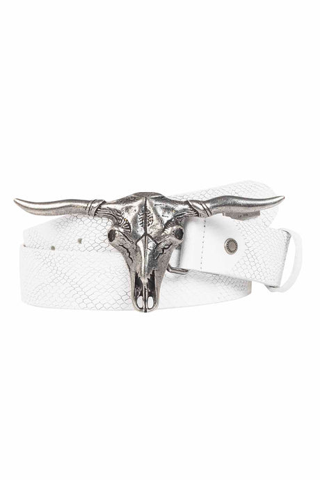 CG199 Men's Leather Belt Skull Reptile Embossing