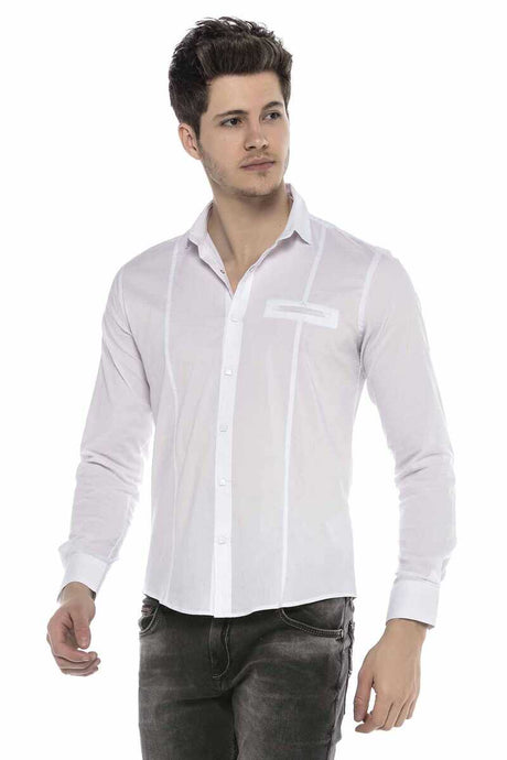 CH155 Camisa de manga larga para hombres con un tapón de botón fría