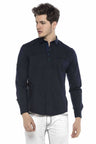 CH157 men's long-sleeved shirt with a contrast button