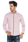 CH160 men's long-sleeved shirt with contrasting hem and button placket