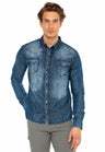 CH165 Veste en denim pour hommes avec des boutons-pression 