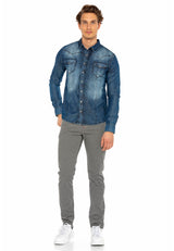 CH165 Veste en denim pour hommes avec des boutons-pression 