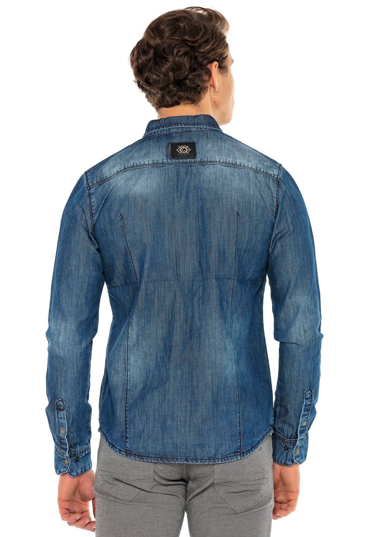 CH165 Veste en denim pour hommes avec des boutons-pression 
