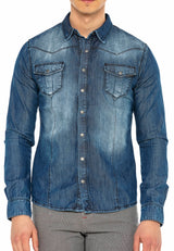 CH165 Veste en denim pour hommes avec des boutons-pression 