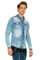 CH165 Veste en denim pour hommes avec des boutons-pression 
