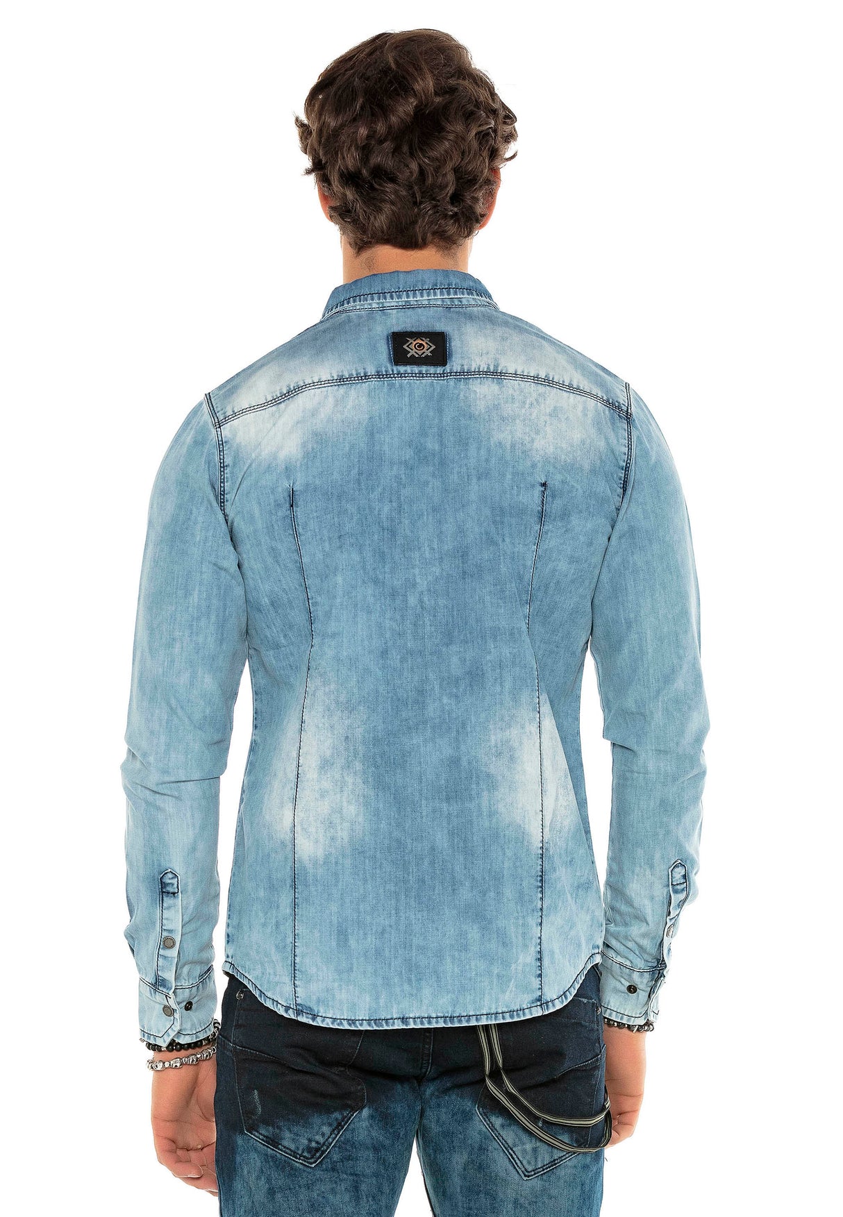 CH165 Veste en denim pour hommes avec des boutons-pression 