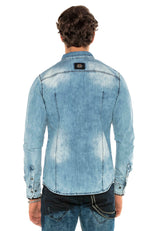 CH165 Veste en denim pour hommes avec des boutons-pression 