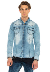 CH165 Veste en denim pour hommes avec des boutons-pression 