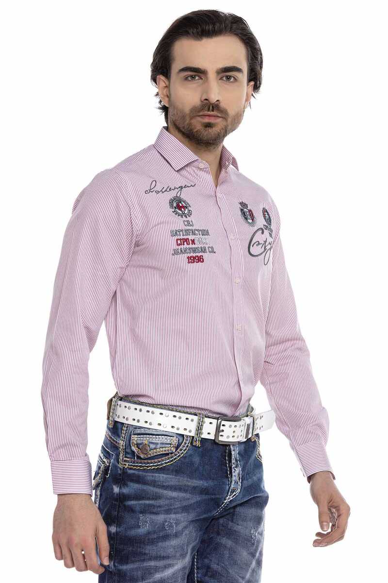 CH180 Camisa de manga larga para hombres con bordados modernos