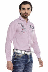 CH180 Camisa de manga larga para hombres con bordados modernos