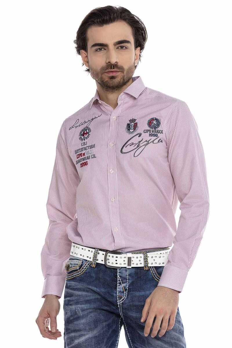 CH180 Camisa de manga larga para hombres con bordados modernos