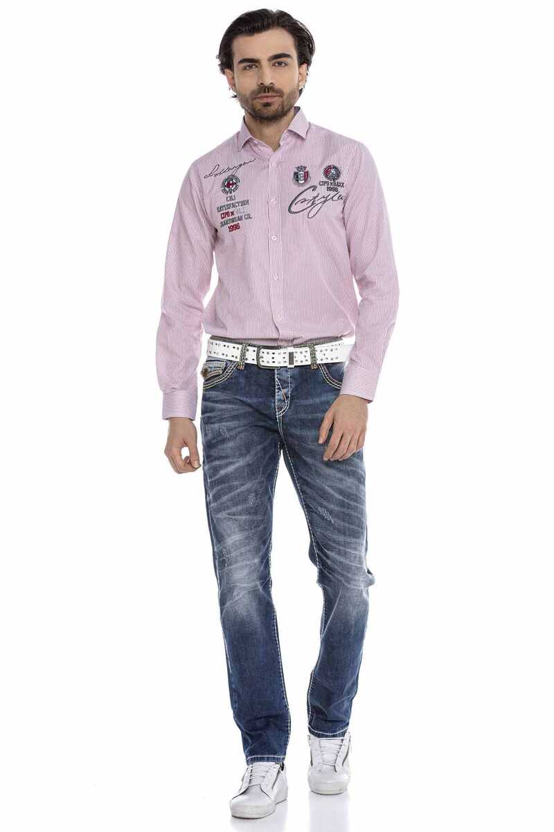CH180 Camisa de manga larga para hombres con bordados modernos
