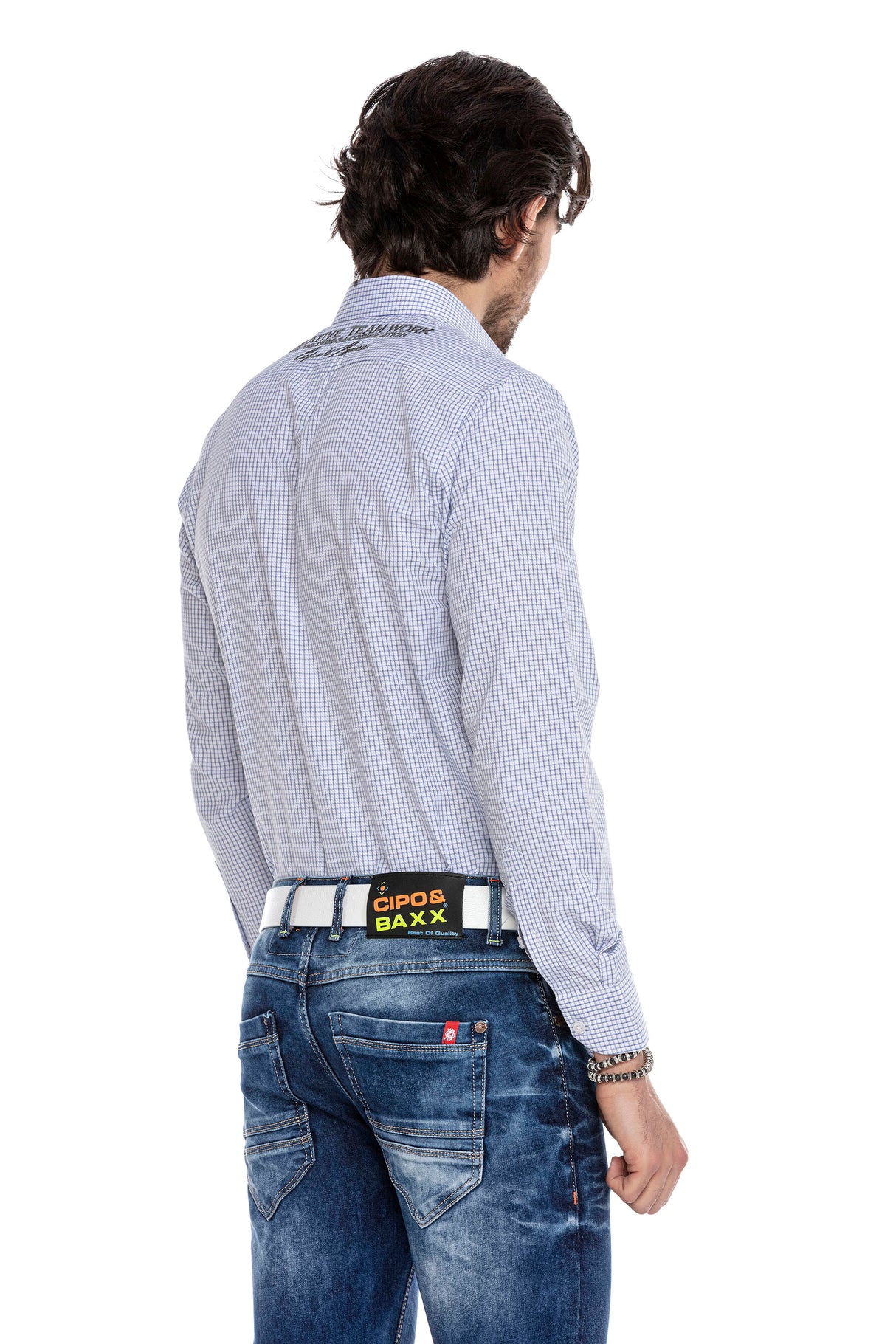 CH185 Herren Langarmhemd mit trendigen Stickereien