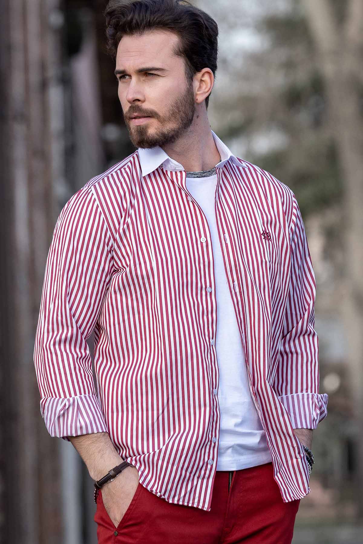 CH192 Camisa para hombres con diseño de línea