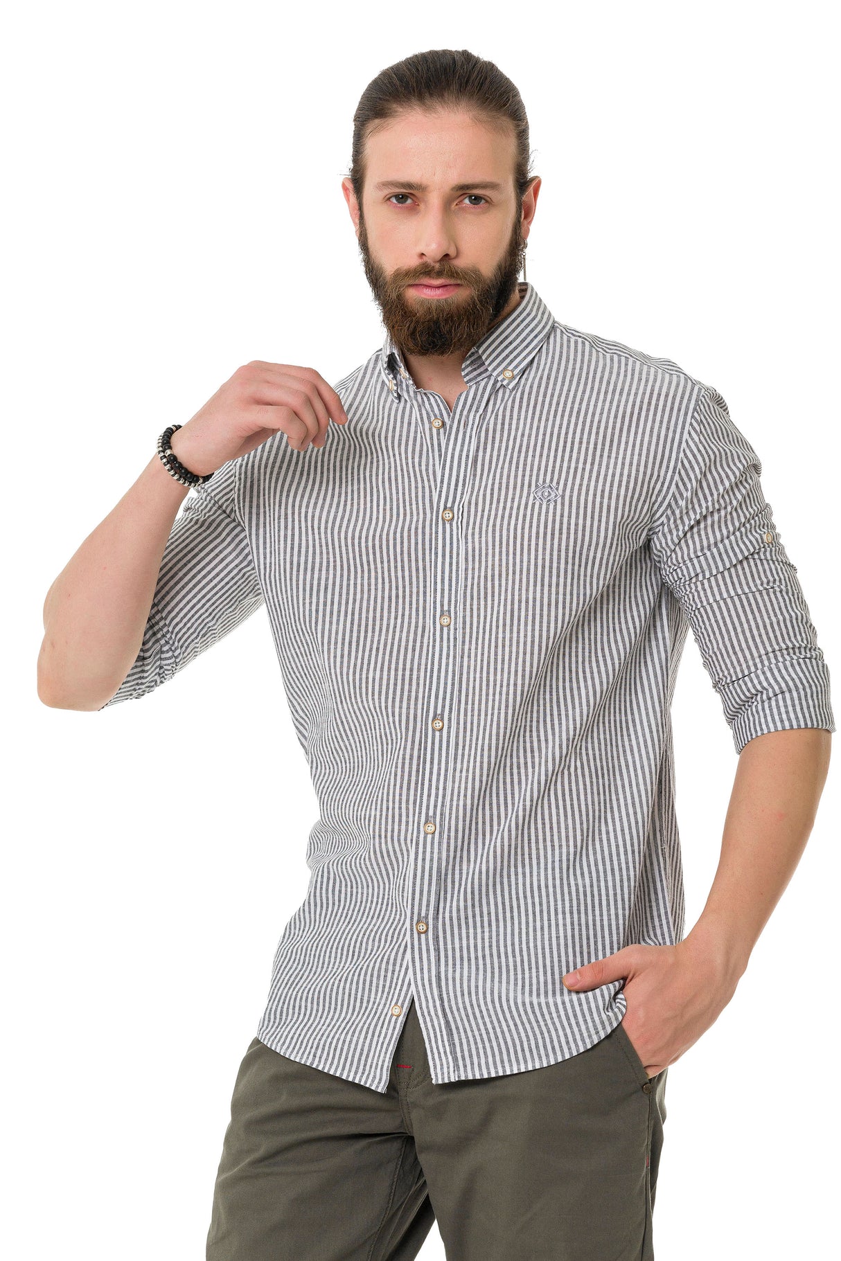 CH194 Chemise pour homme avec motif de lignes