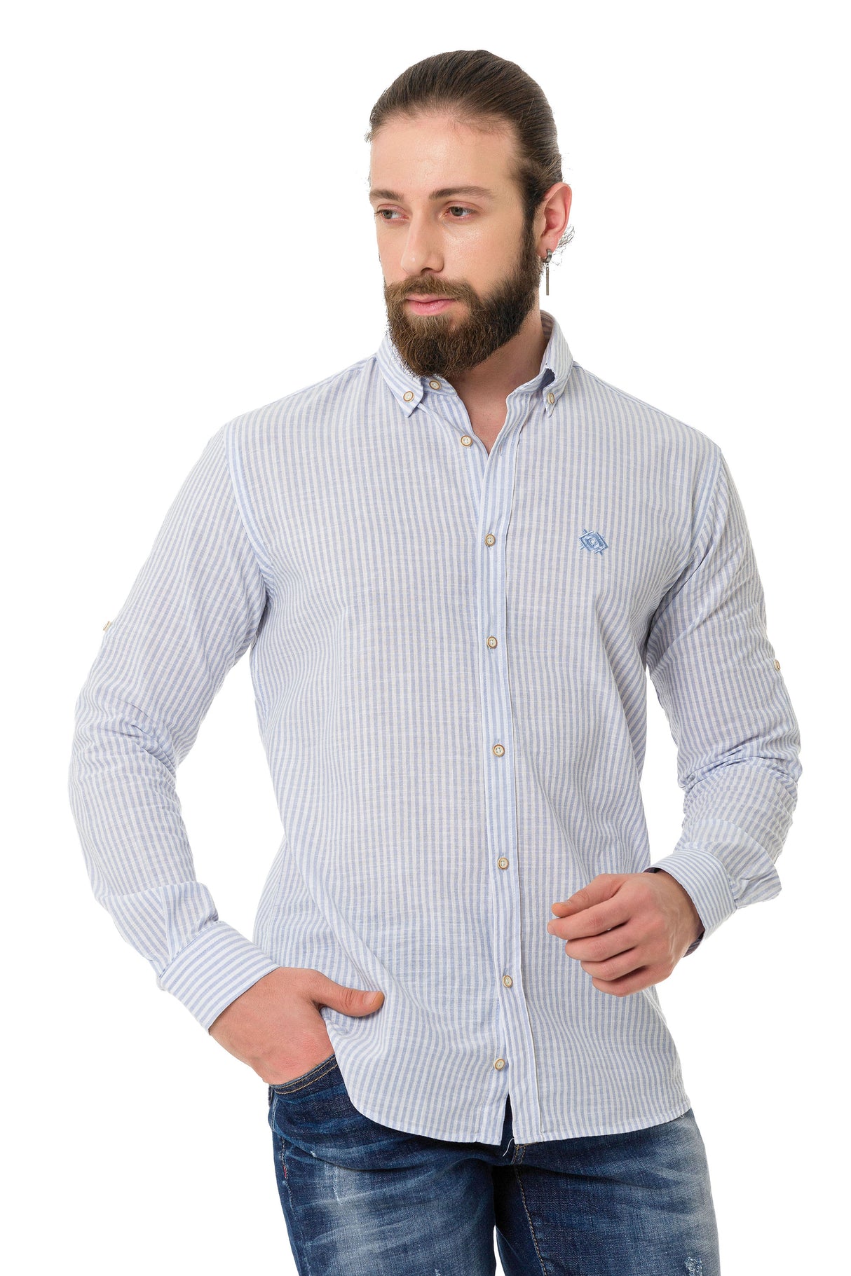 CH194 Chemise pour homme avec motif de lignes
