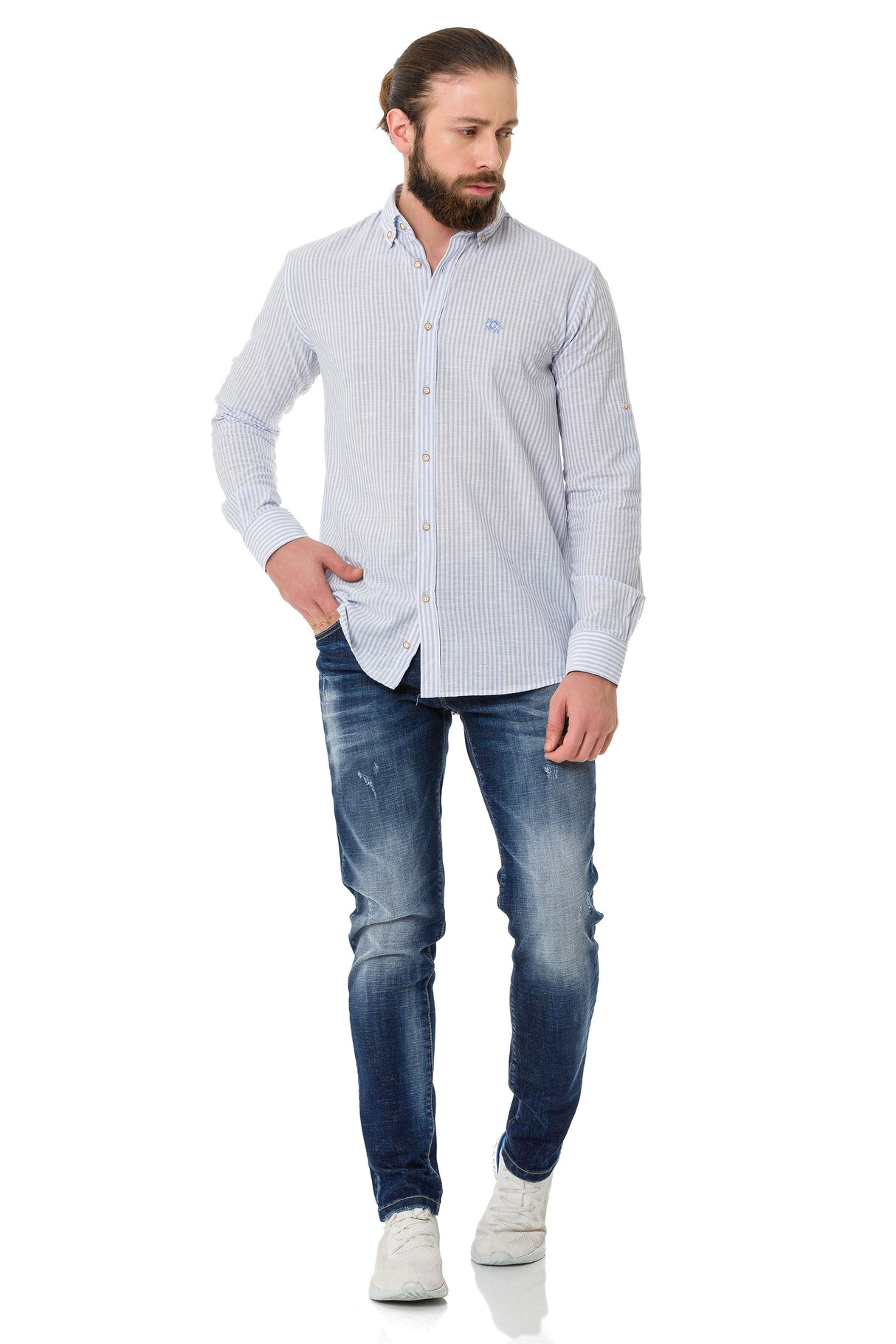 CH194 Chemise pour homme avec motif de lignes