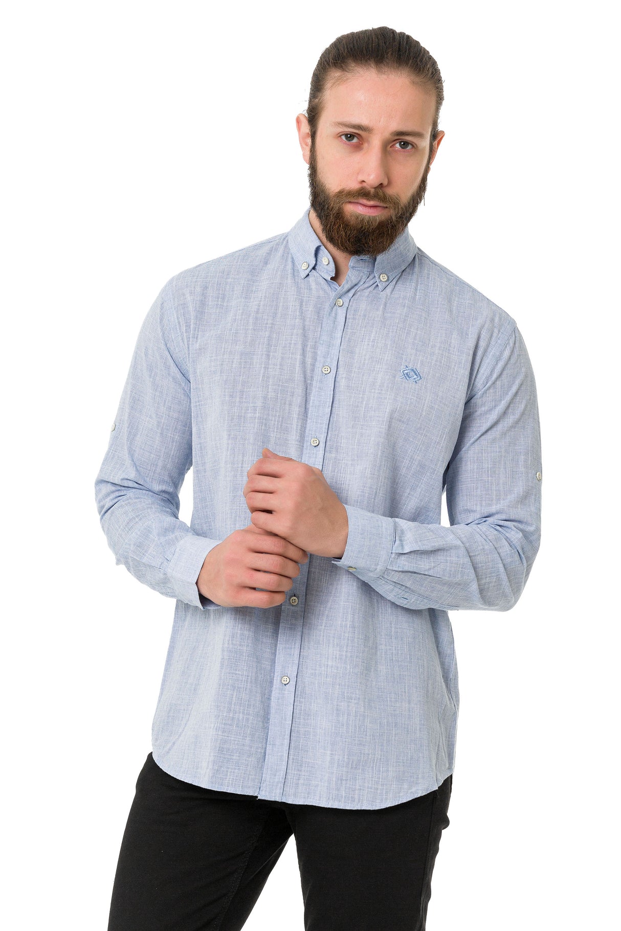 CH199 Camisa de manga larga para hombres con un aspecto clásico moderno