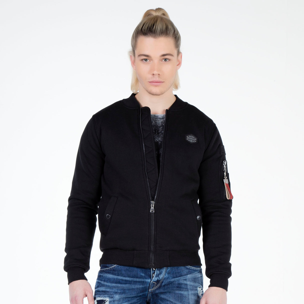 CJ151 Sweatjack met Ritssluiting en Revers