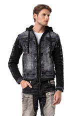 CJ155 Chaqueta vaquera con capucha para hombres 