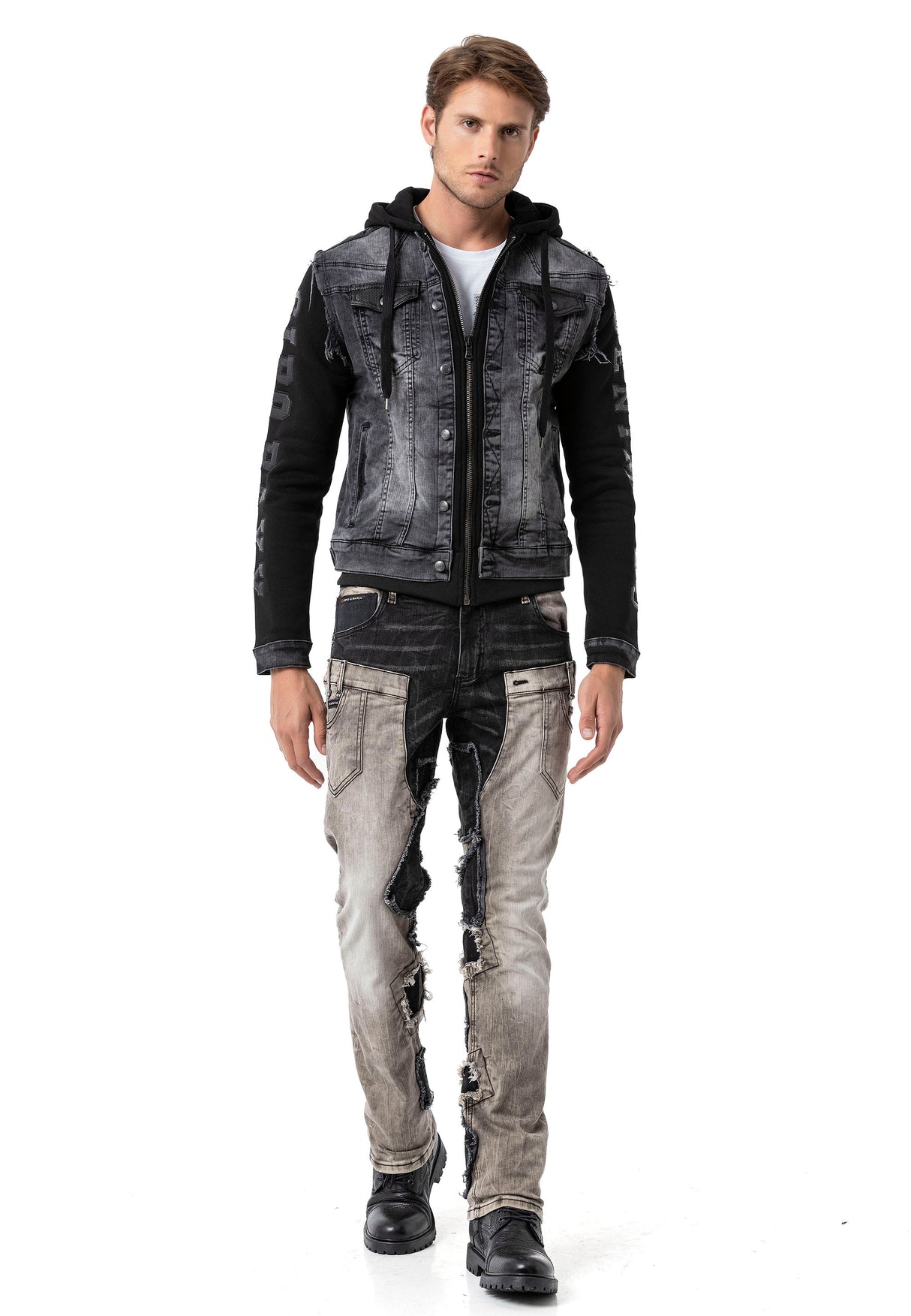 CJ155 Chaqueta vaquera con capucha para hombres 