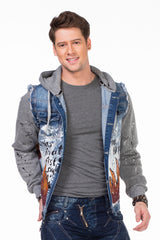 CJ209 Chaqueta de jeans con capucha para hombres 